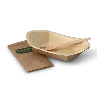 Barchetta in foglia di palma asporto domicilio Ristorazione Forniture Monouso Eco Bio Biodegradabile Packaging Consumabili Ecologico