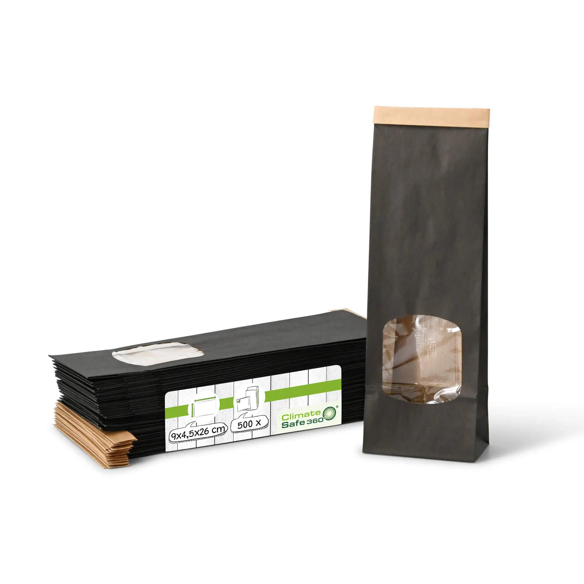 Borse con fondo quadro con finestra S, 9 x 4,5 x 26 cm asporto domicilio Ristorazione Forniture Monouso Eco Bio Biodegradabile Packaging Consumabili Ecologico Ingrosso fornitore forniture Take away 1
