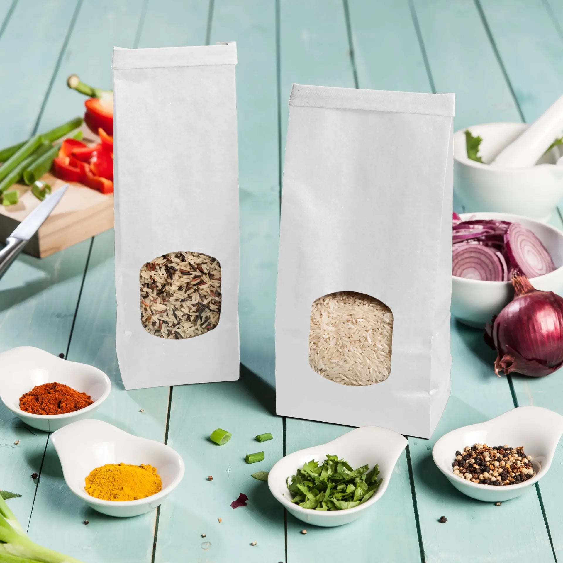 Buste con fondo quadro con finestra M, 11,5 x 7 x 24,5 cm asporto domicilio Ristorazione Forniture Monouso Eco Bio Biodegradabile Packaging Consumabili Ecologico Ingrosso fornitore forniture Take away 7
