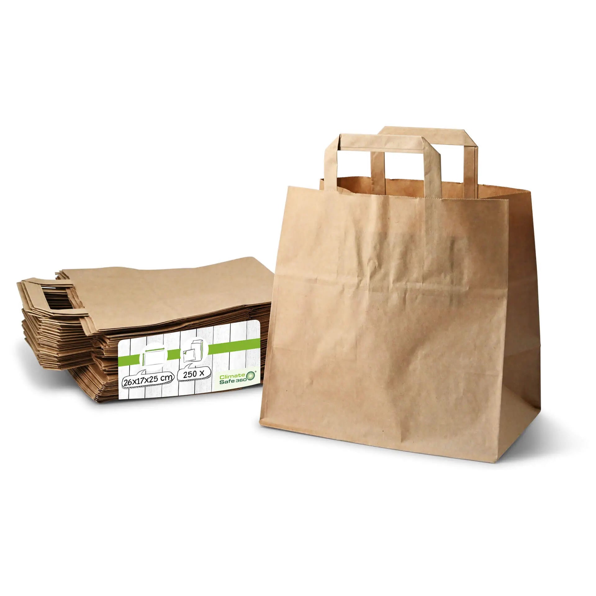 Buste per carta riciclata L, 26 x 17 x 25 cm, marrone asporto domicilio Ristorazione Forniture Monouso Eco Bio Biodegradabile Packaging Consumabili Ecologico Ingrosso fornitore forniture Take away 1
