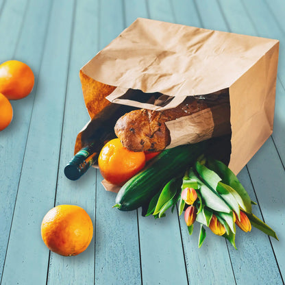 Buste per carta riciclata L, 26 x 17 x 25 cm, marrone asporto domicilio Ristorazione Forniture Monouso Eco Bio Biodegradabile Packaging Consumabili Ecologico Ingrosso fornitore forniture Take away 7
