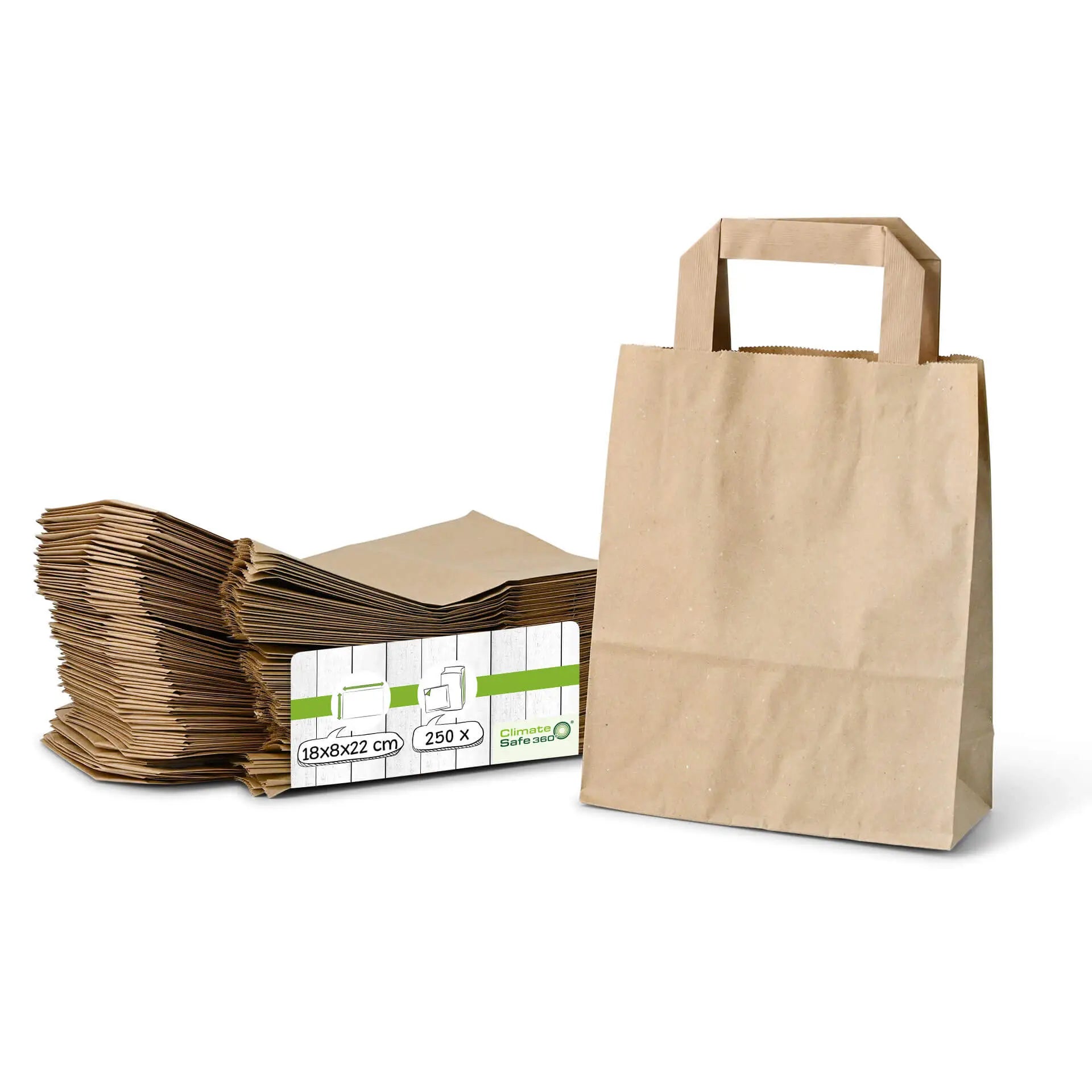 Buste per carta riciclata S, 18 x 8 x 22 cm, marrone asporto domicilio Ristorazione Forniture Monouso Eco Bio Biodegradabile Packaging Consumabili Ecologico Ingrosso fornitore forniture Take away 1
