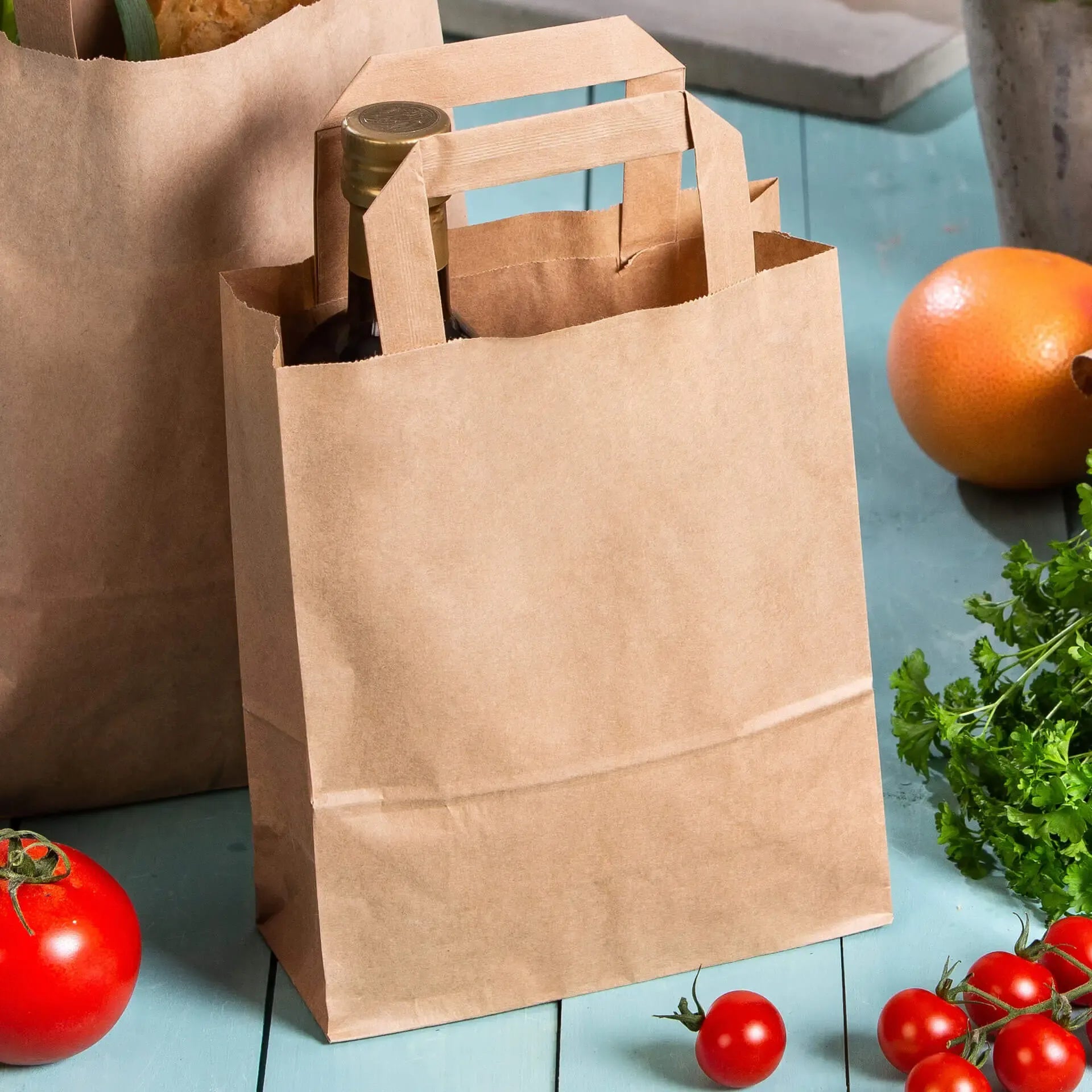 Buste per carta riciclata S, 18 x 8 x 22 cm, marrone asporto domicilio Ristorazione Forniture Monouso Eco Bio Biodegradabile Packaging Consumabili Ecologico Ingrosso fornitore forniture Take away 7
