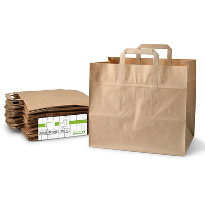 Buste per carta riciclata XXL, 32 x 21 x 27 cm, marrone asporto domicilio Ristorazione Forniture Monouso Eco Bio Biodegradabile Packaging Consumabili Ecologico Ingrosso fornitore forniture Take away 1
