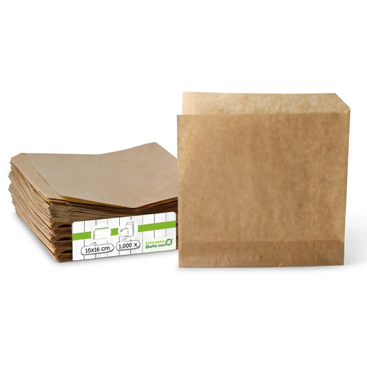 Buste per hamburger di carta 15 x 16 cm, marrone asporto domicilio Ristorazione Forniture Monouso Eco Bio Biodegradabile Packaging Consumabili Ecologico Ingrosso fornitore forniture Take away 1
