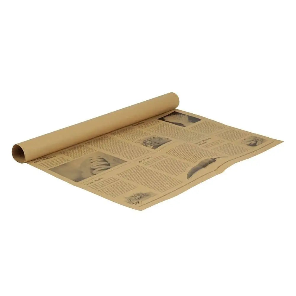 Carta resistente ai grassi 50 x 37,5 cm, aspetto carta da giornale, kraft asporto domicilio Ristorazione Forniture Monouso Eco Bio Biodegradabile Packaging Consumabili Ecologico Ingrosso fornitore forniture Take away 1
