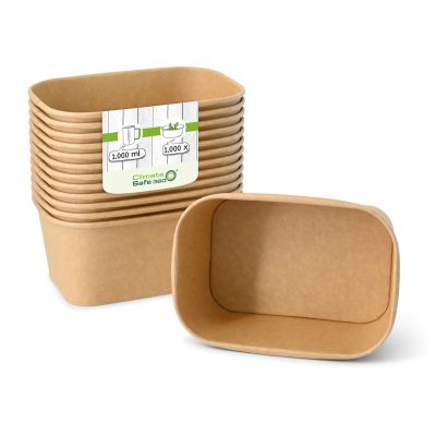 Ciotole di cartone 1000 ml, 17,5 x 12,5 x 7,5 cm, marrone, rettangolare