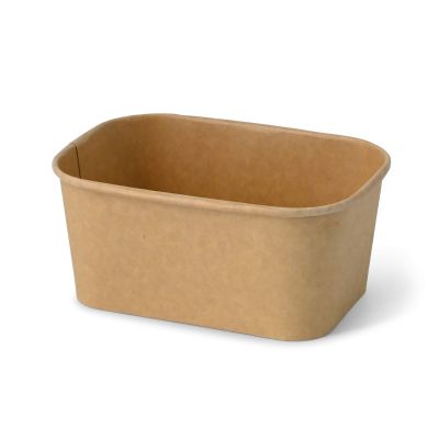 Ciotole di cartone 1000 ml, 17,5 x 12,5 x 7,5 cm, marrone, rettangolare asporto