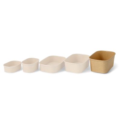 Ciotole di cartone 1000 ml, 17,5 x 12,5 x 7,5 cm, marrone, rettangolare monouso ingrosso