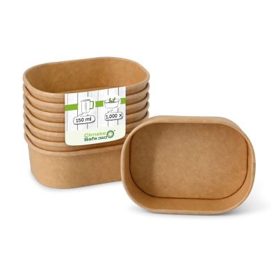 Ciotole di cartone 150 ml, 11 x 8 x 3,5 cm, kraft, rettangolare