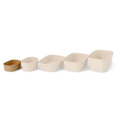 Ciotole di cartone 150 ml, 11 x 8 x 3,5 cm, kraft, rettangolare asporto domicilio