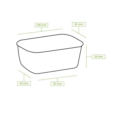 Ciotole di cartone 150 ml, 11 x 8 x 3,5 cm, kraft, rettangolare  misure