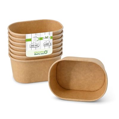 Ciotole di cartone 250 ml, 11 x 8 x 5 cm, kraft, rettangolare