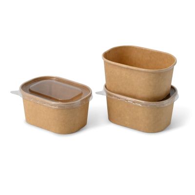 Ciotole di cartone 250 ml, 11 x 8 x 5 cm, kraft, rettangolare asporto