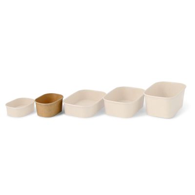 Ciotole di cartone 250 ml, 11 x 8 x 5 cm, kraft, rettangolare ristoranti