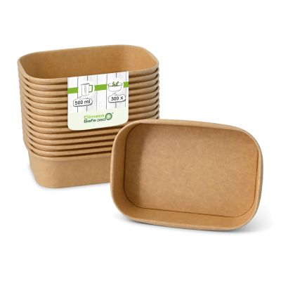 Ciotole di cartone 500 ml, 17,5 x 12,5 x 4 cm, marrone, rettangolare