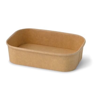 Ciotole di cartone 500 ml, 17,5 x 12,5 x 4 cm, marrone, rettangolare asporto