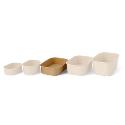Ciotole di cartone 500 ml, 17,5 x 12,5 x 4 cm, marrone, rettangolare asporto domicilio ingrosso