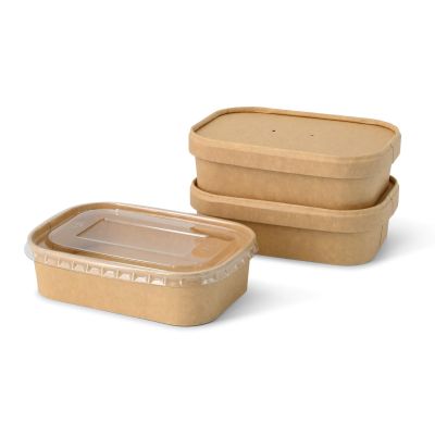 Ciotole di cartone 500 ml, 17,5 x 12,5 x 4 cm, marrone, rettangolare domicilio