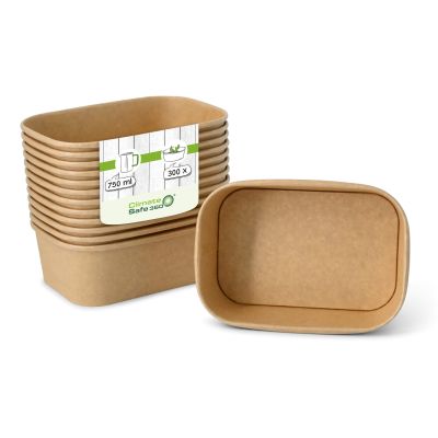 Ciotole di cartone 750 ml, 17,5 x 12,5 x 5,5 cm, marrone, rettangolare
