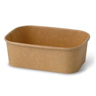 Ciotole di cartone 750 ml, 17,5 x 12,5 x 5,5 cm, marrone, rettangolare asporto