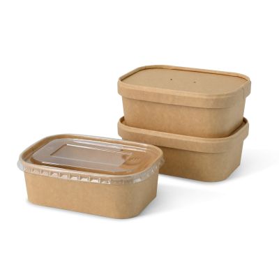 Ciotole di cartone 750 ml, 17,5 x 12,5 x 5,5 cm, marrone, rettangolare take away