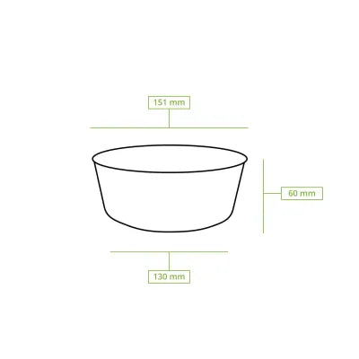 Ciotole riutilizzabili 650 ml, Ø 150 mm, bianco crema asporto domicilio monouso forniture take away mense catering ristorazione