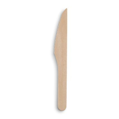 Coltelli in legno biodegradabili 16,5 cm asporto