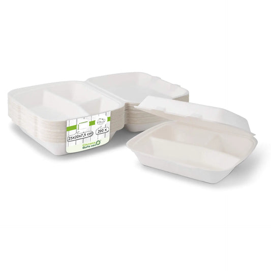 Contenitori menu zucchero 25x20x7,5 cm 3 scomparti HP4/3 asporto domicilio Ristorazione Forniture Monouso Eco Bio Biodegradabile Packaging Consumabili Ecologico Ingrosso fornitore forniture Take away 1
