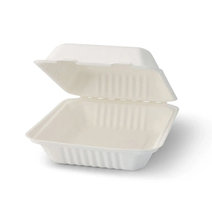 Contenitori per canna da zucchero 22 x 18,5 x 7 cm, coperchio incernierato, rettangolare asporto domicilio Ristorazione Forniture Monouso Eco Bio Biodegradabile Packaging Consumabili Ecologico Ingrosso fornitore forniture Take away 2
