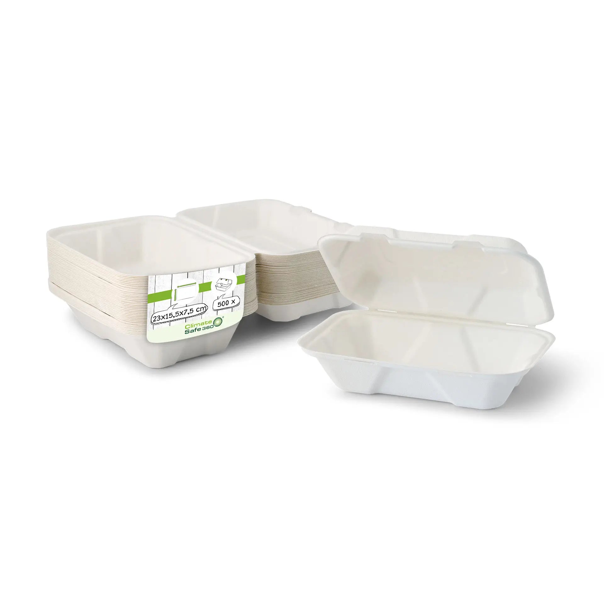 Contenitori per canna da zucchero 23 x 15,5 x 7,5 cm, coperchio incernierato, rettangolare asporto domicilio Ristorazione Forniture Monouso Eco Bio Biodegradabile Packaging Consumabili Ecologico Ingrosso fornitore forniture Take away 1
