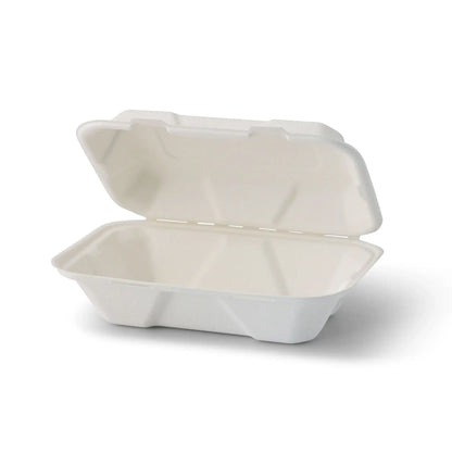 Contenitori per canna da zucchero 23 x 15,5 x 7,5 cm, coperchio incernierato, rettangolare asporto domicilio Ristorazione Forniture Monouso Eco Bio Biodegradabile Packaging Consumabili Ecologico Ingrosso fornitore forniture Take away 2
