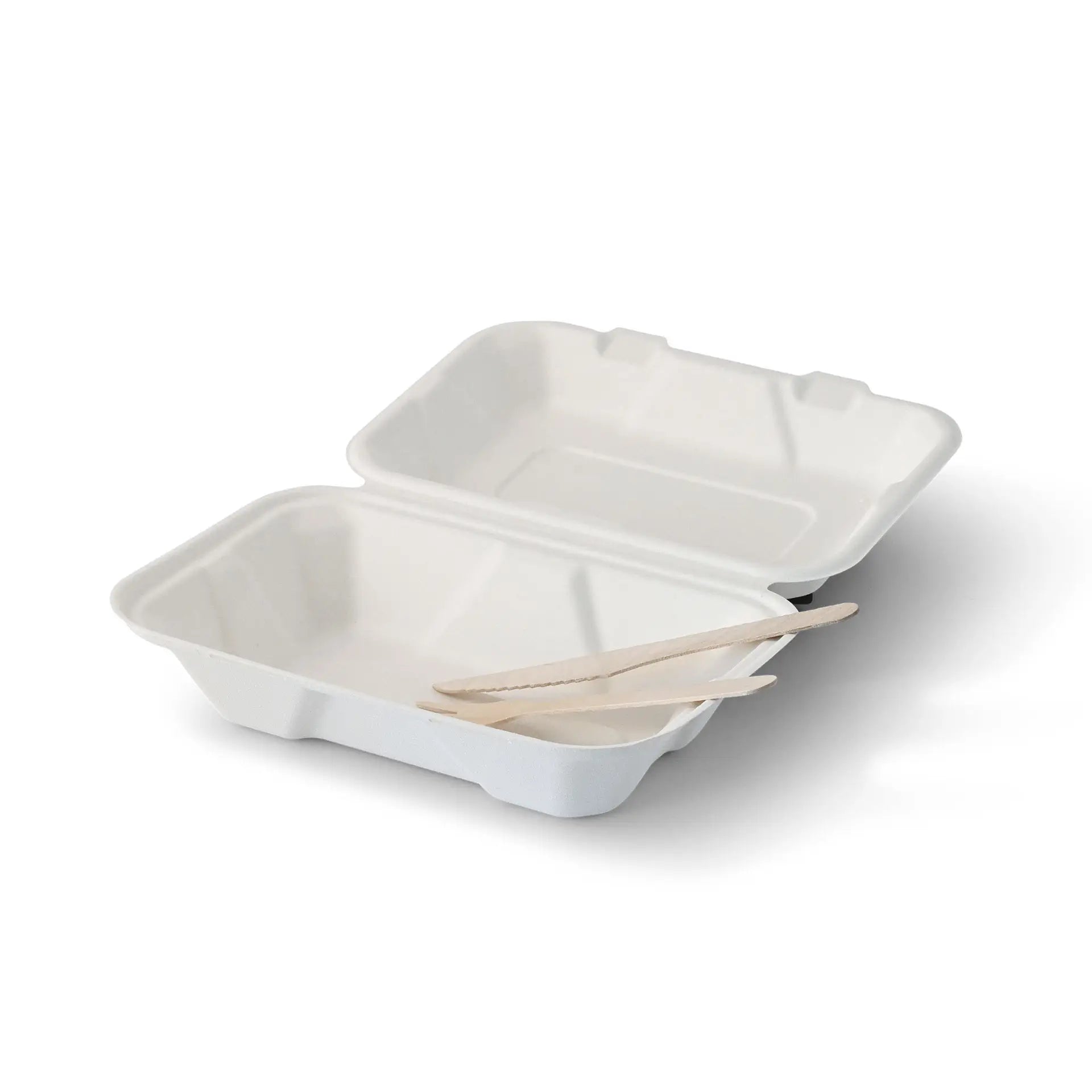 Contenitori per canna da zucchero 23 x 15,5 x 7,5 cm, coperchio incernierato, rettangolare asporto domicilio Ristorazione Forniture Monouso Eco Bio Biodegradabile Packaging Consumabili Ecologico Ingrosso fornitore forniture Take away 7
