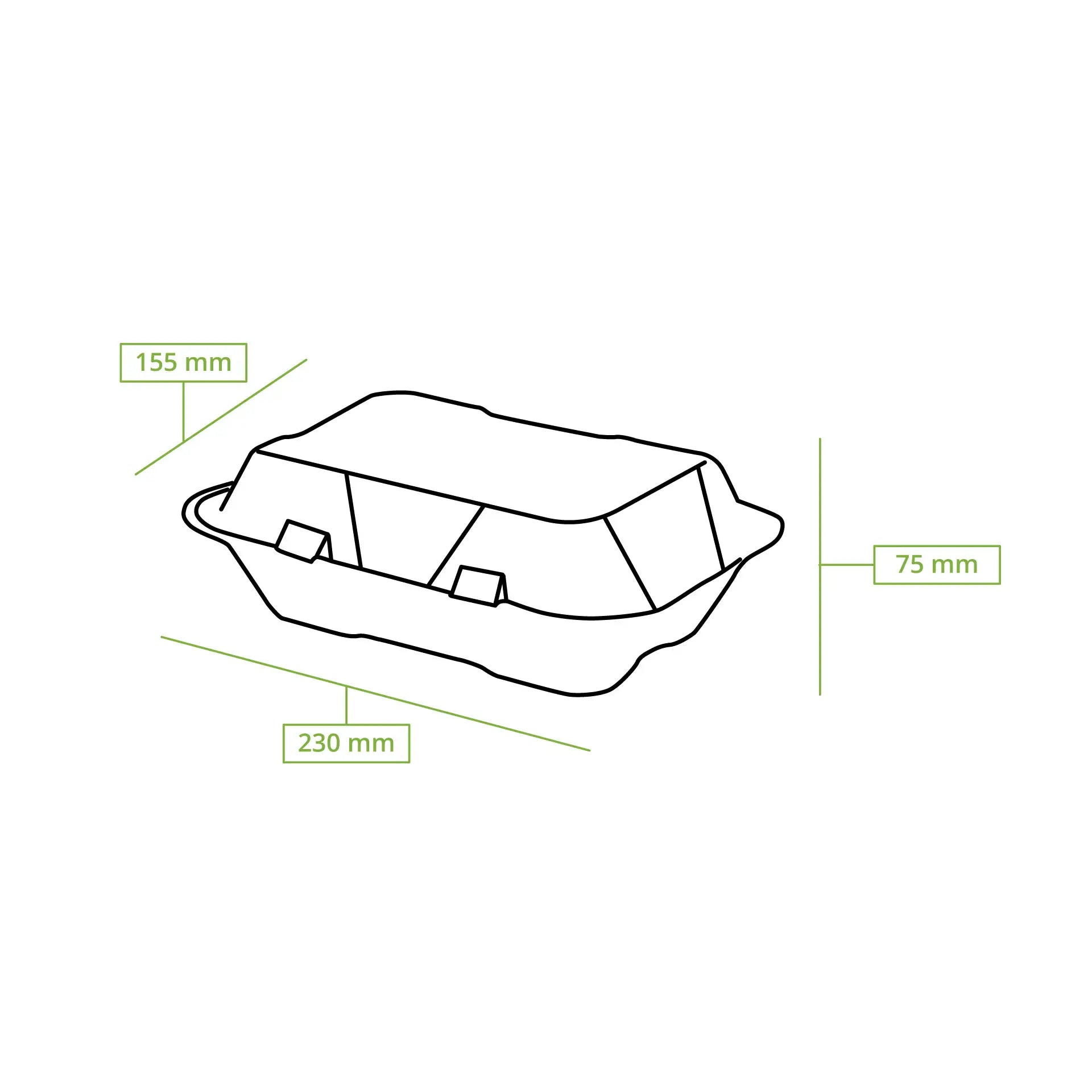 Contenitori per canna da zucchero 23 x 15,5 x 7,5 cm, coperchio incernierato, rettangolare asporto domicilio Ristorazione Forniture Monouso Eco Bio Biodegradabile Packaging Consumabili Ecologico Ingrosso fornitore forniture Take away 8
