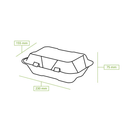 Contenitori per canna da zucchero 23 x 15,5 x 7,5 cm, coperchio incernierato, rettangolare asporto domicilio Ristorazione Forniture Monouso Eco Bio Biodegradabile Packaging Consumabili Ecologico Ingrosso fornitore forniture Take away 8
