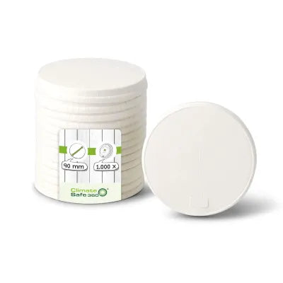 Coperchi di carta Ø 90 mm, bianco, per bere + foro per cannuccia