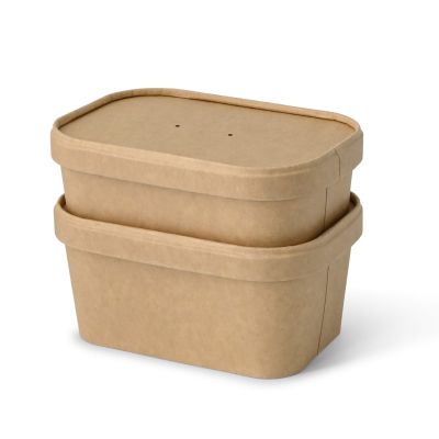 Coperchi di cartone 17,5 x 12,5 cm, marrone, rettangolare take away