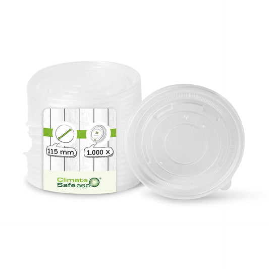 Coperchi piatti PP Ø 115 mm chiusi per coppette universali asporto domicilio Ristorazione Forniture Monouso Eco Bio Biodegradabile Packaging Consumabili Ecologico Ingrosso fornitore forniture Take away 1
