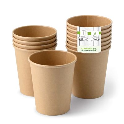 Coppette di carta da 8 oz a parete singola, Ø 80 mm, kraft