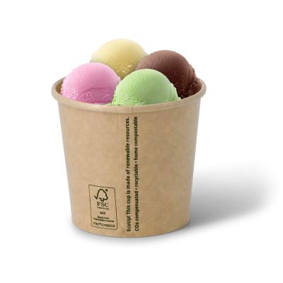 Coppette di carta per gelato L, Ø 92 mm, marrone asporto domicilio