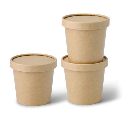 Coppette di carta per gelato L, Ø 92 mm, marrone asporto domicilio monouso