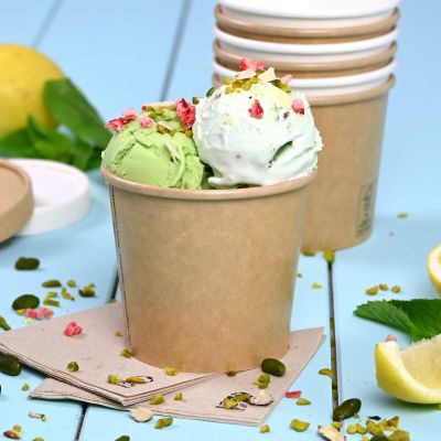 Coppette di carta per gelato L, Ø 92 mm, marrone asporto domicilio monouso ingrosso forniture