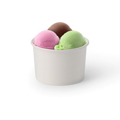Coppette di carta per gelato M da 9,5 oz, Ø 92 mm, bianco asporto