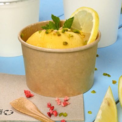 Coppette di carta per gelato M da 9,5 oz, Ø 92 mm, marrone ingrosso ristoranti paninerie pub pizzerie monouso domicilio asporto take away