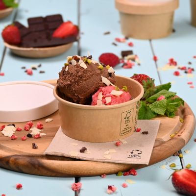 Coppette di carta per gelato S da 7,5 oz Ø 92 mm, marrone ristoranti paninerie pub pizzerie asporto domicilio take away  monouso  forniture