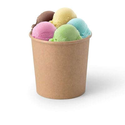 Coppette di carta per gelato XL da 14 oz, Ø 92 mm, marrone monouso