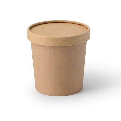 Coppette di carta per gelato XL da 14 oz, Ø 92 mm, marrone monouso asporto domicilio