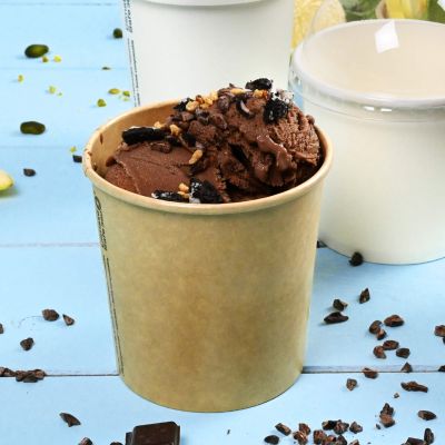 Coppette di carta per gelato XL da 14 oz, Ø 92 mm, marrone monouso asporto domicilio ristorazione