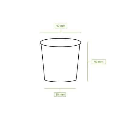 Coppette di carta per gelato XL da 14 oz, Ø 92 mm, marrone monouso asporto domicilio ristorazione forniture