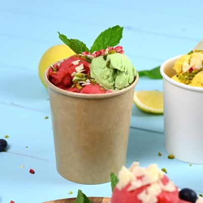 Coppette di carta per gelato XXL da 16 oz, Ø 92 mm, marrone